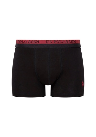 U.S. Polo Assn. U.s Polo Assn. 80522 Erkek Pamuklu 3'lü Boxer-siyah&baskılı&bordo Siyah