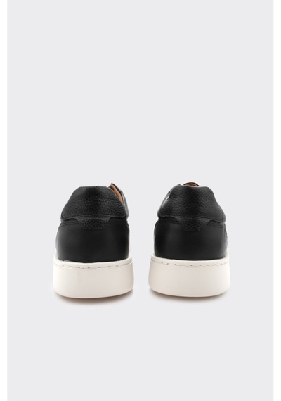Derinet Hakiki Deri Bağcıklı Erkek Sneaker Siyah Siyah