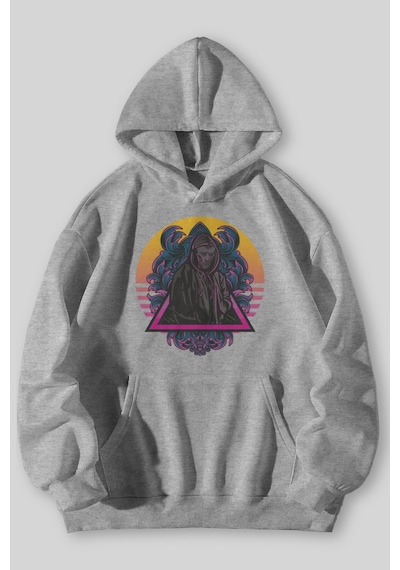 Harmandar Cyber Punk Robot Baskılı Unisex Siyah Gri Kanguru Cepli Kapüşonlu Sweatshirt Hoodie Gri Harmandar Cyber Punk Robot Baskılı Unisex Siyah Gri Kanguru Cepli Kapüşonlu Sweatshirt Hoodie Gri