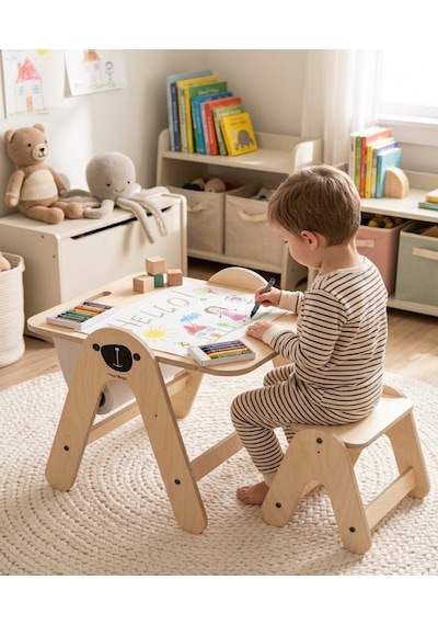 Missidea Bear Ahşap Aktivite Masası
