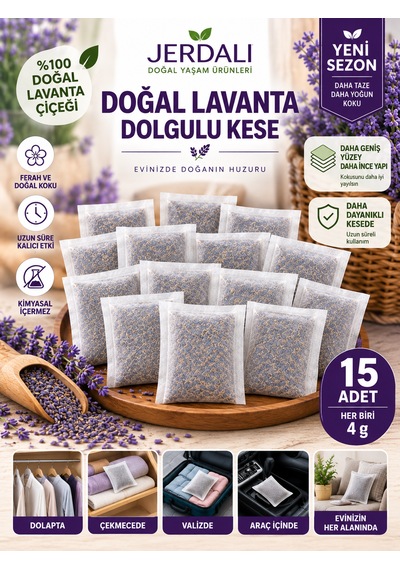 Lavanta Koku Kesesi 15 Li Mini Keseler - Dolap Çekmece Gardırop Kokusu Toplam 60 G