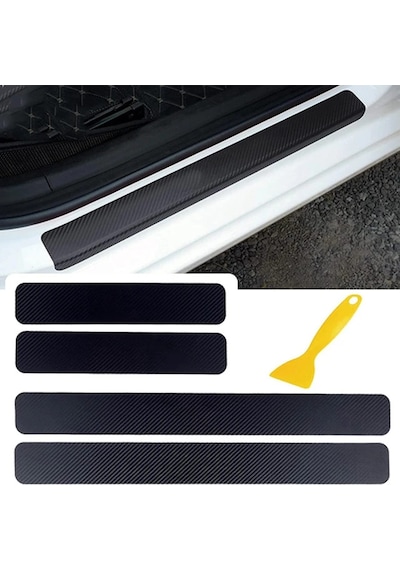 Fiat Stilo İçin Uyumlu Aksesuar Oto Kapı Eşiği Sticker Karbon 4 Adet Kırmızı