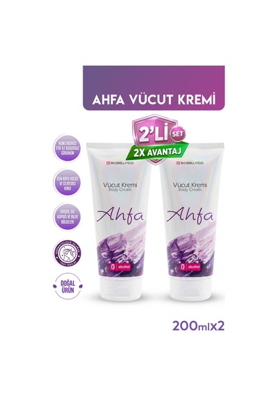 Doğal Ahfa Vücut Nemlendirici Ve Bakım Kremi Tam Koruma Sağlar 200 Ml 2'li Set