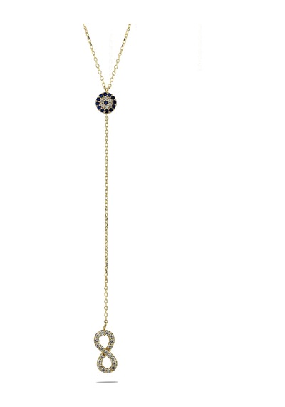 Kuyumcudukkani Zincirli"sonsuzluk Sallantılı Nazar Boncuku"kolye-37191-g-m Gold