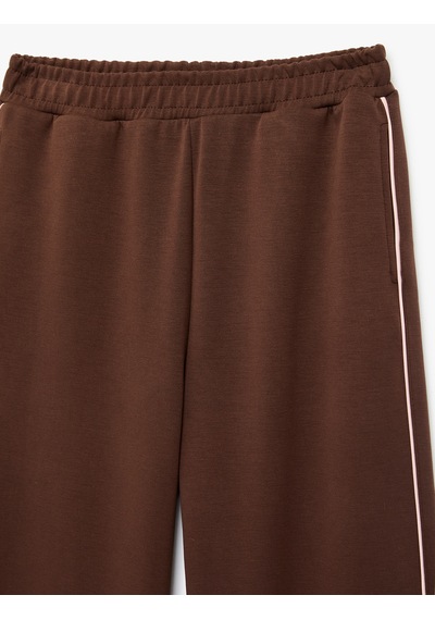 Koton Modal Karışımlı Beli Lastikli Geniş Paça Pantolon Kahverengi 6skg40130ak Kahve
