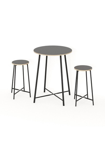 Oval 2 Kişilik Yemek Masası Bar Masası Mutfak Füme 1528