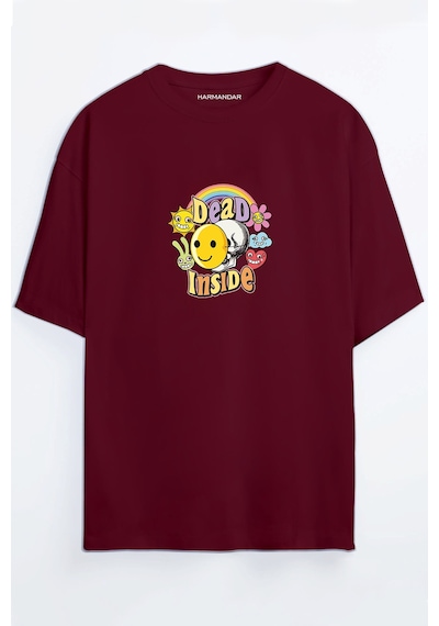 Dead Inside Depresyon Siyah - Beyaz Oversize T-shirt Bordo Dead Inside Depresyon Siyah - Beyaz Oversize T-shirt Bordo