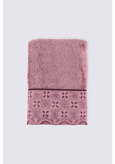 Ecocotton Ella Banyo Havlusu %100 Organik Pamuk Brodeli Pudra 80x150 Cm - Pamuk