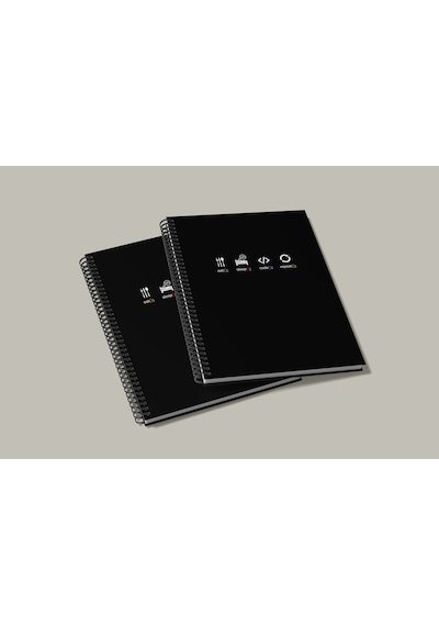Notebook for Developers - Eat Sleep Code Repeat - Siyah - Kısmi Lak'lı Sert Mukavva Kapak - 100 Yaprak - Kareli - Spiralli Defter
