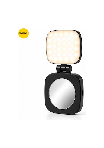 Xk-fl05 Magsafe Uyumlu Aynalı Mini Led Fill Light Taşınabilir Telefon Standı Fotoğraf Ve Video Işığı - Siyah