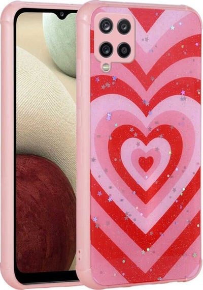Galaxy M33 Kılıf Simli Desenli Kamera Korumalı Parlak Zore Popy Kapak Kalp