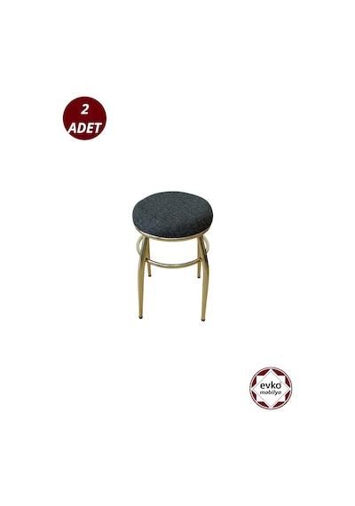 Evko Mobilya Tabure, Bar Taburesi, 2'li Tabure, Gold Ayaklı-siyah
