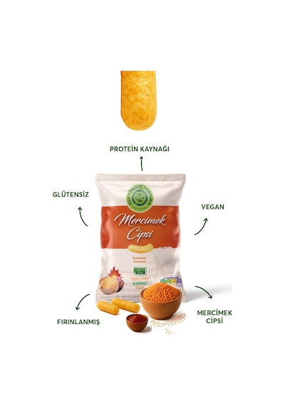 Barbekü Soslu Mercimek Cipsi 60 G X 3 Paket Glütensiz & Vegan