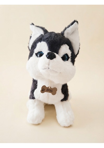 Peluş Kurt Köpeği-35 Cm Gri-beyaz