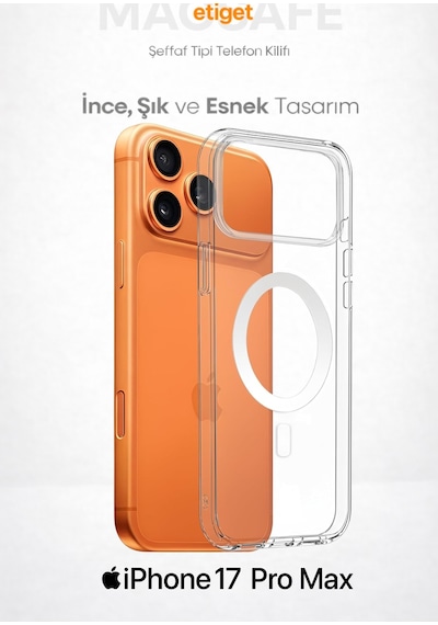 Apple Uyumlu iPhone 17 Pro Max Magsafe Kılıf Manyetik Halka Şeffaf Silikon