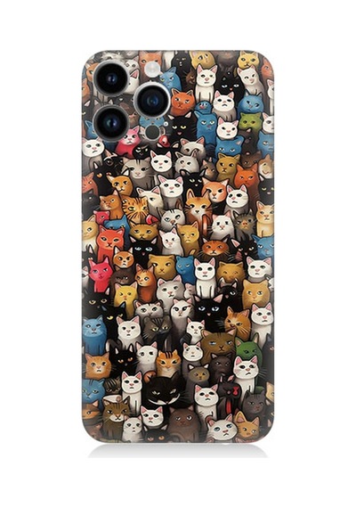 Apple Uyumlu iPhone 13 Pro Max Silikon Kılıf Sevimli Komik Kedi Suratları