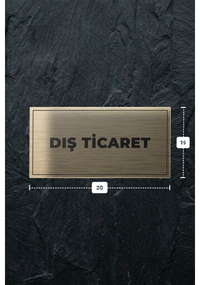 Dış Tıcaret Yazılı - Metal - Gold Renk - Kapı İsimliği - 30x15 Cm