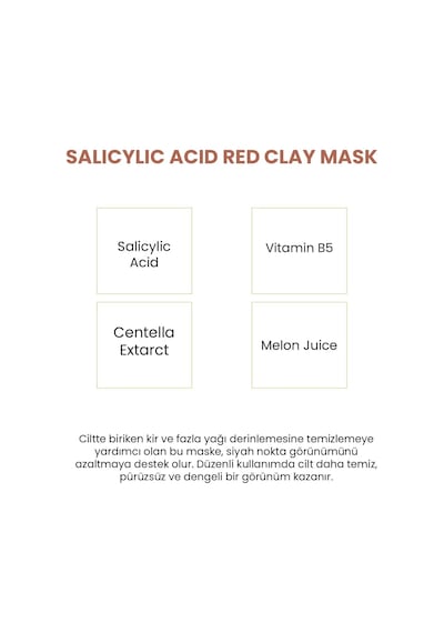 Lexroo Gözenek Sıkılaştırıcı, Siyah Nokta Karşıtı Salisilik Asit Bha Kırmızı Kil Maskesi 100 Ml
