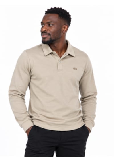 Lacoste Polo Çıt Çıt Kapama Dar Kesim Bej Uzun Kol Açık Bej