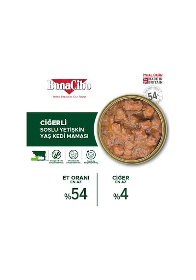 Bonacibo Kısırlaştırılmış Tavuklu Kedi Maması 2 Kg + 6 Adet 400 Gr Ciğerli Yaş Mama