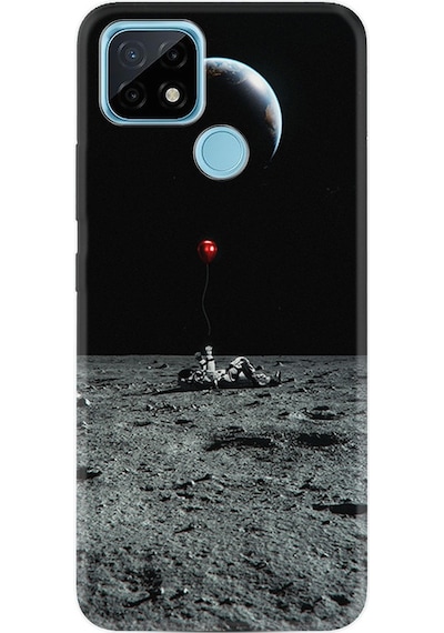Realme C11 Kılıf Silikon Astronoot Red Baloon 1608