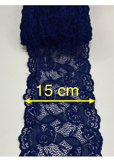 Likralı Dantel Esnek Dantel 1 Metre Lacivert