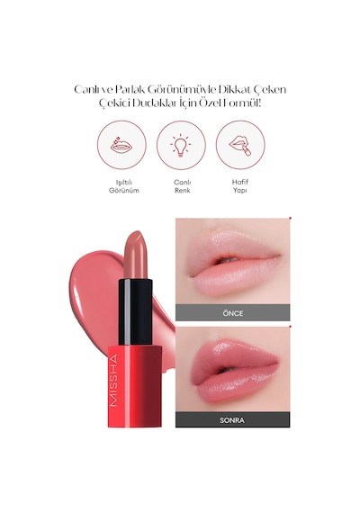 Missha Dare Rouge Sheer Sleek Yoğun Pigmentli Besleyici Nemli Bitişli Ruj 10 All That Rose