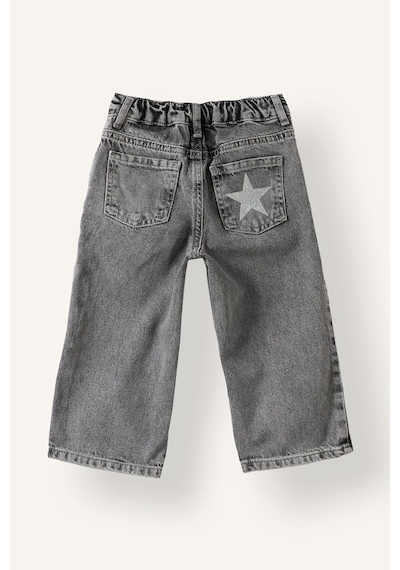 Defacto Wıde Leg Geniş Paça Sim Yıldız Nakışlı Jean Pantolon Kız Bebek I1710a526aunm55 Gri-nm55
