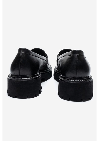 Dericlub Kadın Kalın Taban Loafer Ayakkabı Gerçek Deri Mtd 24352 Siyah