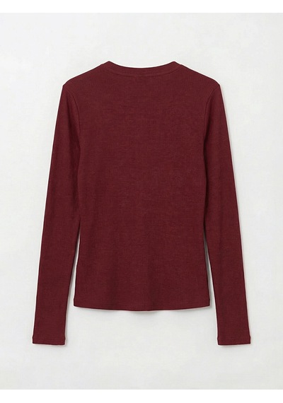 Lcw Everyday Bordo Bisiklet Yaka Fitilli Kadın Body