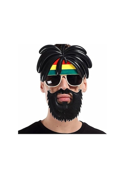 Rasta Peruklu Rasta Sakallı Bıyıklı Parti Gözlüğü 27x18 Cm