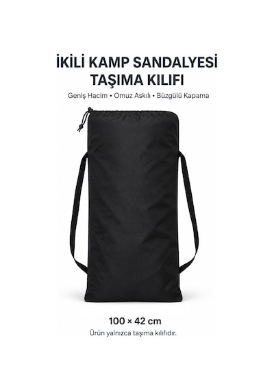 2 Kamp Sandalyesi Taşıma Kılıfı, Antrasit 100 42 Cm
