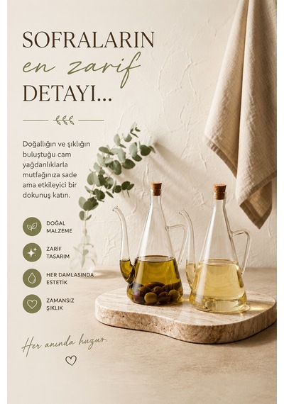 Ahşap Tıpalı Şeffaf Borosilikat Cam Yağlık Sirkelik 500 Ml Şeffaf
