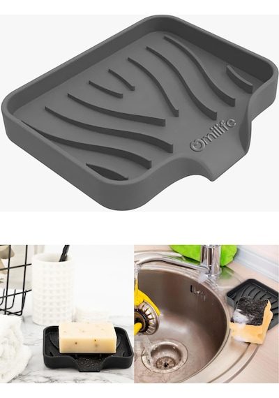 Gri Bordo Silikon Mutfak, Banyo Su Giderli Vantuzlu Esnek Sabunluk Diğer