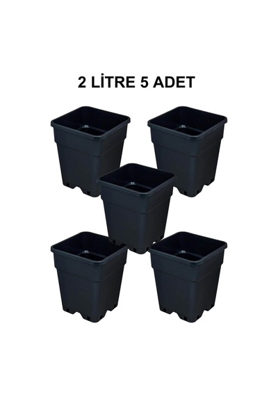 Grow Wizard Plastik Kare Saksı 2 Litre 5 Adet