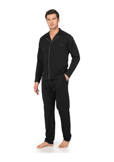 Pierre Cardin Erkek Pamuklu Pijama Takım Siyah