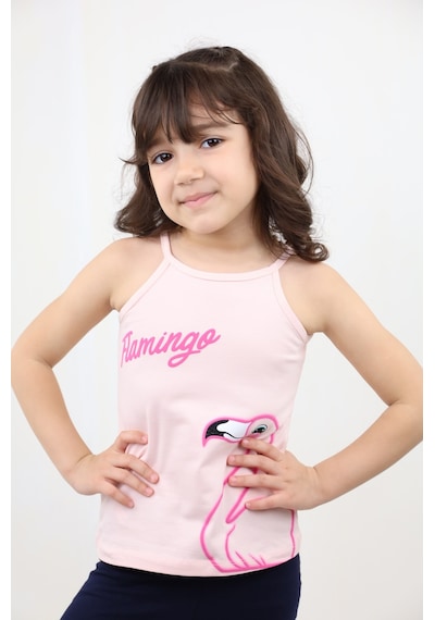 Toontoy Kız Bebek Baskılı Atlet Pudra