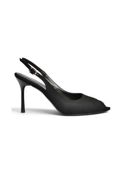 Fox Shoes Z676085004 Siyah Kumaş İnce Topuklu Kadın Ayakkabı