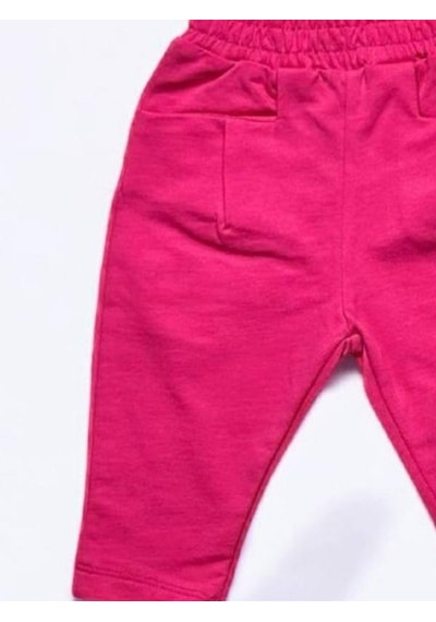 Çikoby Kız Bebek Beli Lastikli Cep Detaylı Eşofman Alt-14854 Pembe