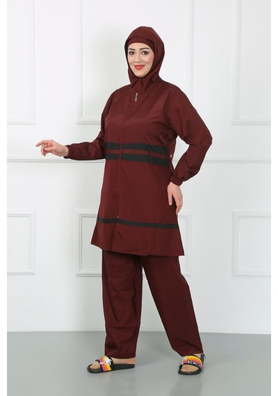 Akbeniz Büyük Beden Tesettür Mayo Bordo 44020-bordo Bordo
