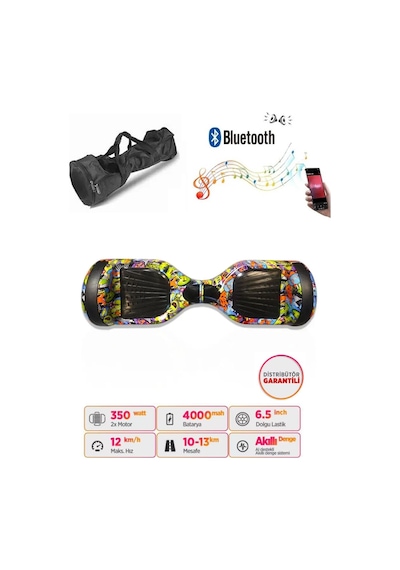 Citymate Elektrikli Kaykay Hoverboard Akıllı Denge 6.5 Inch + Hoverkart + Çanta Extrem Paket D22