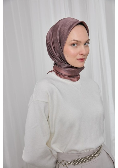 Silk Home Polyester Karışımlı Shiny Eşarp Soğan Kabuğu Etnik Desenli Parlak Dokulu 90x90 Çok Renkli