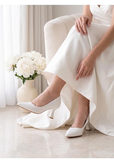 Nesilshoes Nesil Shoes Elva 050 Beyaz Topuklu Kadın Stiletto