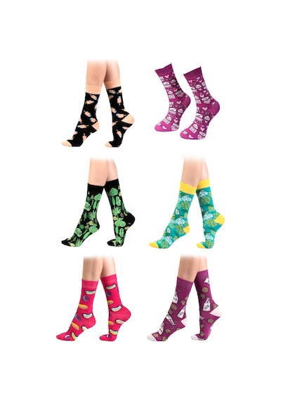 Ozzy Socks 6'lı Organik Pamuklu Dikişsiz Kadın Çok Renkli Desenli Çorap (448387957) Çok Renkli
