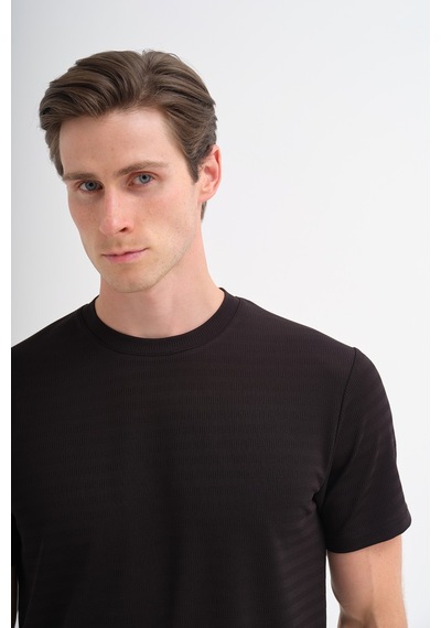 Cazador Bisiklet Yaka Erkek Siyah T-shirt 40470 Siyah