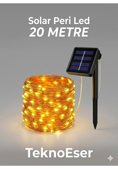 Solar Peri Led Bakır Tel 20 Metre Ip65 Su Geçirmez Güneş Enerjili Bahçe Dekorasyon Aydınlatma Diğer
