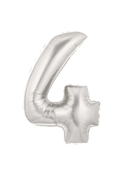 Şekilli Supershape Silver Rakam Folyo Balon 4 Numara Diğer