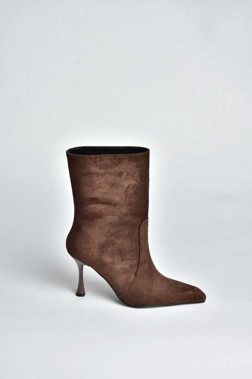 Fox Shoes V752550202 Kahverengi Süet İnce Topuklu Kadın Bot Kahverengi-süet