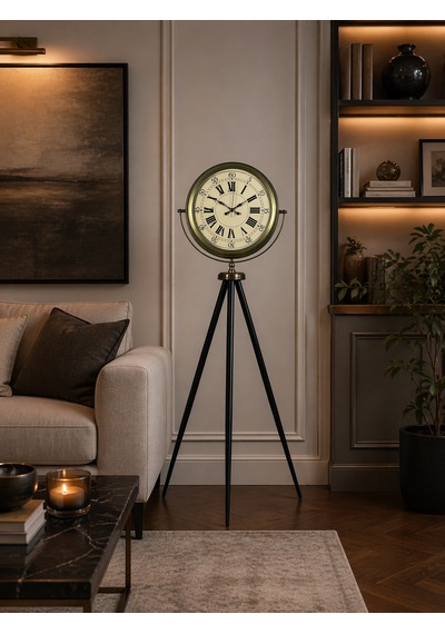 Antik Görünümlü Eskitme Tripod Ayaklı Saat