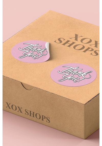 Açık Pembe Thank You Kargo Sticker 3x3cm St2166 Çok Renkli